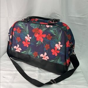 Floral Duffel Bag with Black Accents